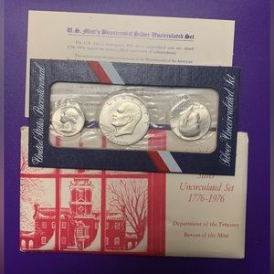 1976-S Bicentennial Silver U.S. Mint Set 3 Coins in Original Packing in Envelope